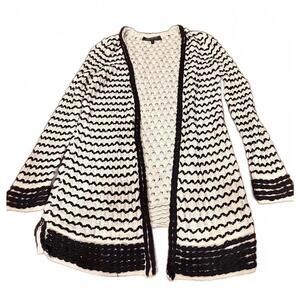 St. John Black and White Knit Cardigan Sweater